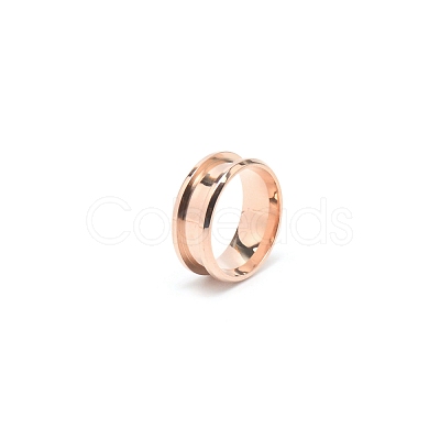 201 Stainless Steel Grooved Finger Ring Settings STAS-TAC0002-57A-RG-1