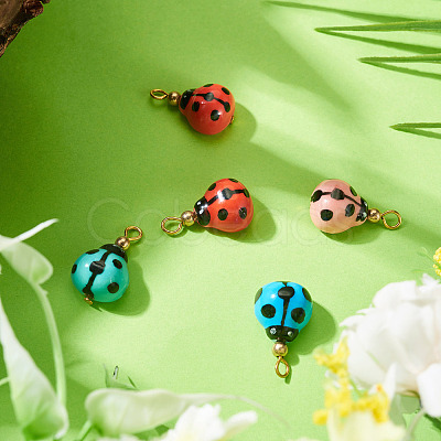 5Pcs Handmade Porcelain Pendants PALLOY-TAC0293-1