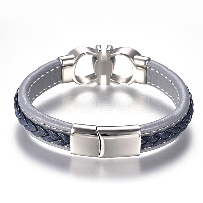 Men's Braided Leather Cord Bracelets BJEW-H559-15B-1