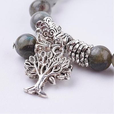 Natural Labradorite Stretch Bracelets BJEW-F262-A10-1