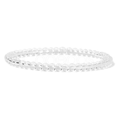 4mm Round Natural Quartz Crystal Beads Bracelet for Men KG3069-37-1