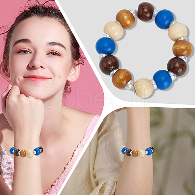 80Pcs 4 Colors Spray Painted Wood Beads WOOD-PA0001-07-1