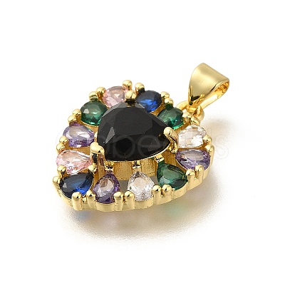 Rack Plating Brass with Cubic Zirconia Pendants KK-Z086-15G-02-1