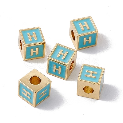 Rack Plating Brass Enamel Beads KK-B060-04G-06H-1