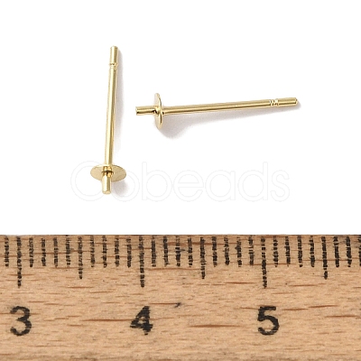 Brass Studs Earrings Finding KK-K383-02A-G-1