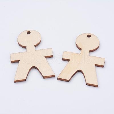 Undyed Wood Pendants WOOD-L003-09-1