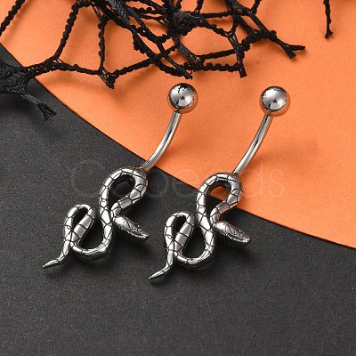 Snake 316 Surgical Stainless Steel Belly Button Rings EJEW-G416-18C-AS-1