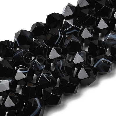 Natural Black Banded Agate/Striped AgateBeads Strands G-Z119-A03-03-1