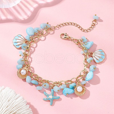 Natural White Jade Chip Beads Bracelets BJEW-JB13155-01-1
