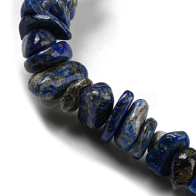 Natural Lapis Lazuli Chip Beaded Stretch Bracelet G-H294-01B-03A-1