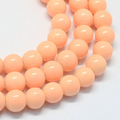 Baking Paint Glass Round Bead Strands X-DGLA-Q020-8mm-06-1