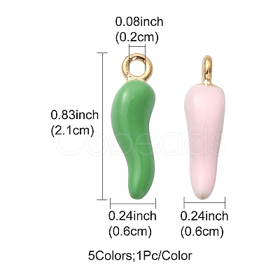 5Pcs 5 Colors Alloy Enamel Pendants ENAM-YW0002-65-1