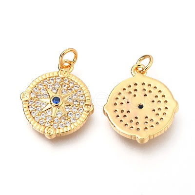 Brass Micro Pave Clear & Royal Blue Cubic Zirconia Pendants ZIRC-O036-15G-1