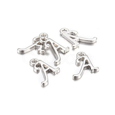 Platinum Plated Alloy Letter Pendants X-PALLOY-J718-01P-A-1