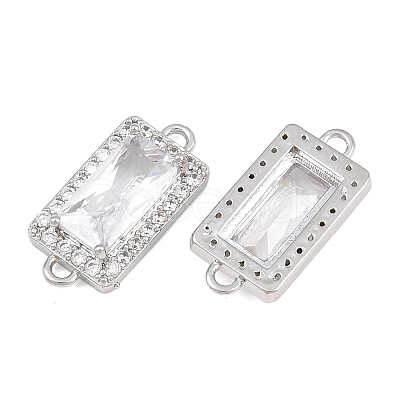 Brass Micro Pave Clear Cubic Zirconia Connector Charms CU-CBA7BFE-01B-P-1