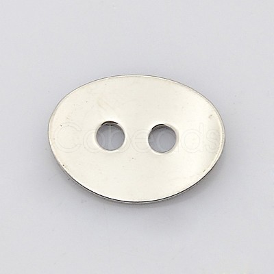 Tarnish Resistant Oval 2-Hole 201 Stainless Steel Buttons STAS-N048-01-1