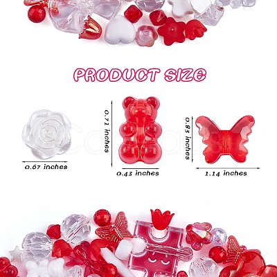 150 Pieces Random Rose Acrylic Beads Bear Pastel Spacer Beads Butterfly Loose Beads for Jewelry Keychain Phone Lanyard Making JX543H-1
