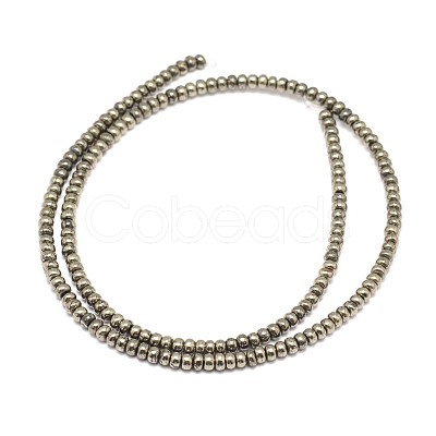Rondelle Natural Pyrite Beads Strands G-I126-12-4x3mm-1