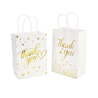 2 Styles Gold Stamping Thank You Paper Gift Bags with Handles TH-CBA170C-01-1