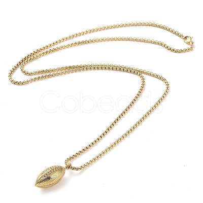 PVD Vacuum Plating 304 Stainless Steel Rugby Pendant Necklaces NJEW-Z023-02G-1