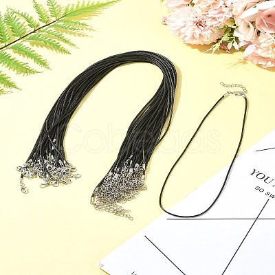 36Pcs Black Waxed Cord Necklace Making NCOR-FS0001-05P-1