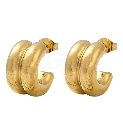 304 Stainless Steel C-Shaped Stud Earrings EJEW-S272-01G-1