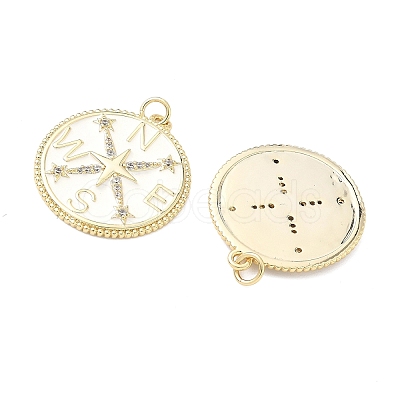 Eco-Friendly Brass Micro Pave Clear Cubic Zirconia Enamel Pendants ZIRC-C024-01G-02-1-1