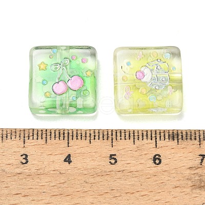 10Pcs Printed Transparent Acrylic Beads AC-CBA36B6-03-1