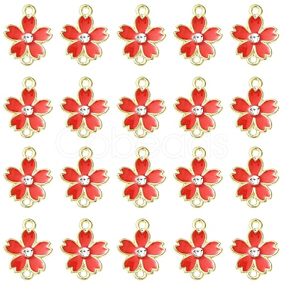 20Pcs Alloy Enamel 5-Petal Flower Connector Charms FIND-YW0009-33B-1