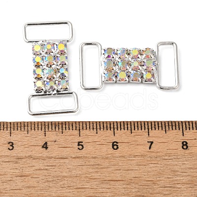 (Defective Closeout Sale: Uneven Back Plating) Brass Micro Pave Crystal AB Rhinestone Rectangle Connector Charms FIND-XCP0003-06-1