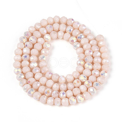 AB Color Plated Opaque Glass Rondelle Beads Strands EGLA-T029-4mm-09C-1