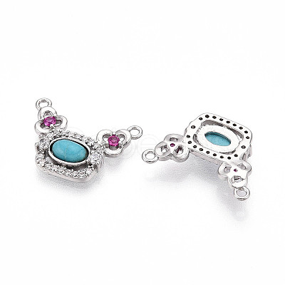 Synthetic Turquoise Rectangle with Flower Pendants KK-N258-15P-1