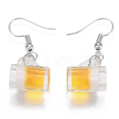 Resin Draft Beer Dangle Earring EJEW-N0030-01B-P-1