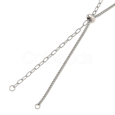 Adjustable 304 Stainless Steel Slider Chains Lariat Necklaces Makings AJEW-JB01664-02-1