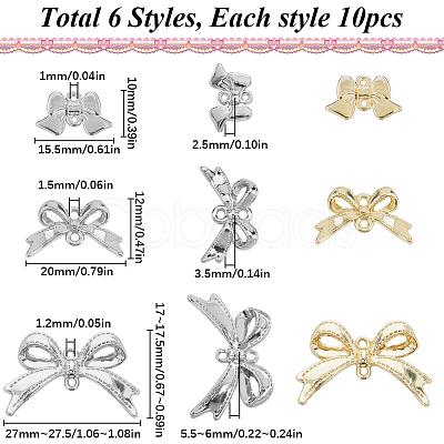 60Pcs 6 Colors Rack Plating Alloy Connector Charms FIND-SC0011-09A-1