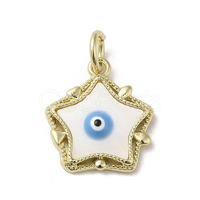 Evil Eye Enamel Shell Pendants KK-E092-26G-03-1