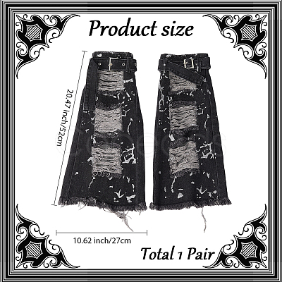 Denim Fabric Ripped Leg Sleeves AJEW-WH20060-26-1