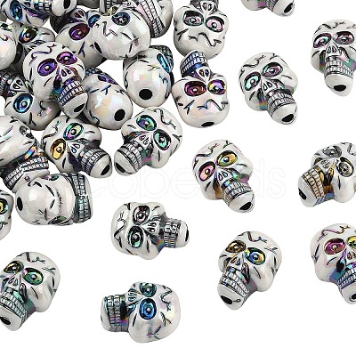 50Pcs Plating Acrylic Beads PACR-YW0001-36-1