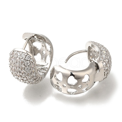 Rack Plating Brass Micro Pave Cubic Zirconia Hoop Earrings EJEW-H016-13P-04-1