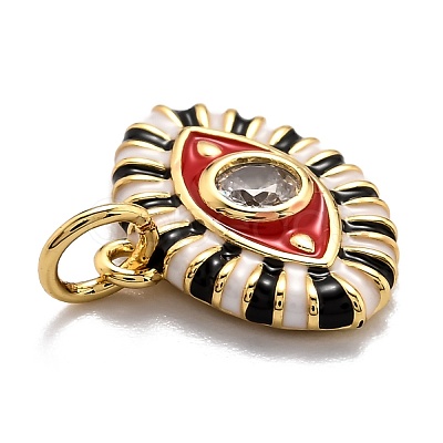 Brass Cubic Zirconia Pendants ZIRC-O044-03D-G-1