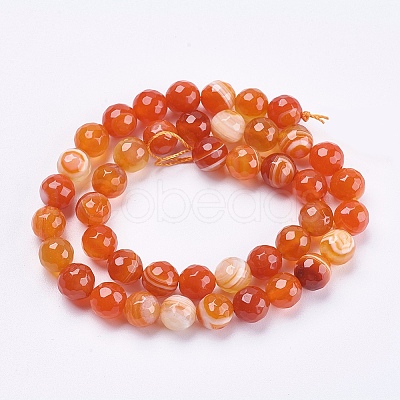 Natural Striped Agate/Banded Agate Beads Strands G-P364-20-8mm-1