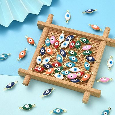 50Pcs Brass Enamel Connector Charms KK-CJ0001-81-1
