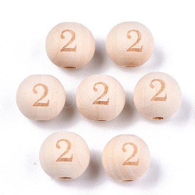 Unfinished Natural Wood European Beads WOOD-S045-141A-2-1