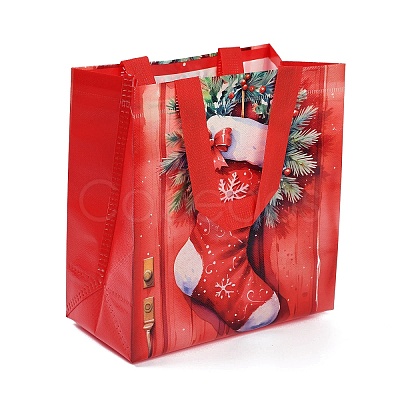 Rectangle Christmas No Woven Fabric Printed Tote Bags ABAG-P015-03B-1