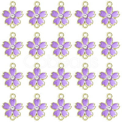 20Pcs Alloy Enamel 5-Petal Flower Connector Charms FIND-YW0009-33D-1