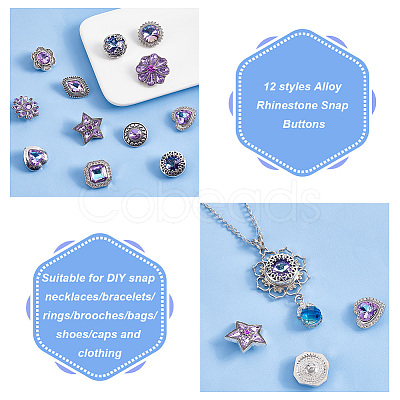 1 Set Alloy Rhinestone Snap Buttons DIY-PH0021-04-1