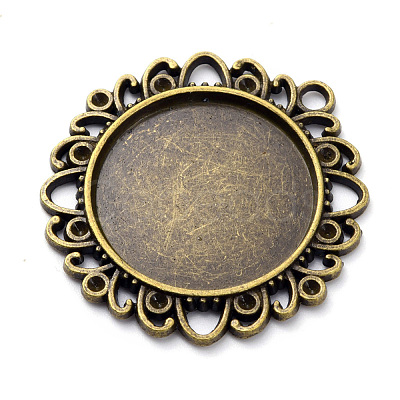 Tibetan Style Alloy Pendant Cabochon Settings PALLOY-P224-03AB-1
