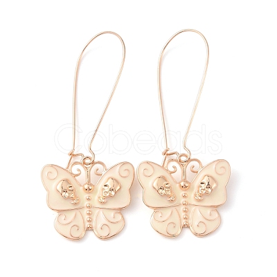Enamel Butterfly with Skull Hoop Earrings EJEW-WH0017-43KCG-A-1