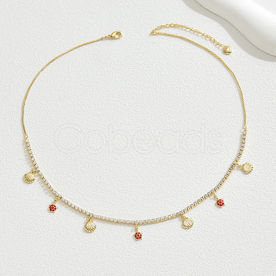 Elegant Ocean Style Brass Clear Cubic Zirconia Turtle Shell Pendant Bib Necklaces for Women Beach Wear RD4972-1