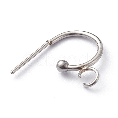 Non-Tarnish 304 Stainless Steel Half Hoop Earrings X-STAS-Z028-B02-P-1